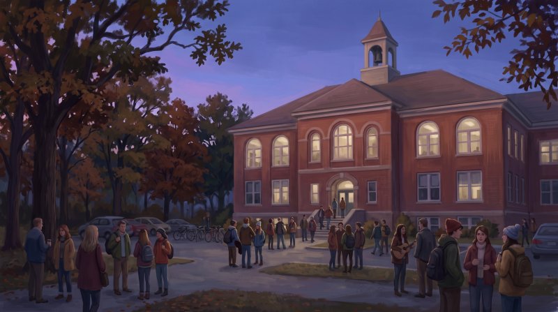 Illustration of I would like images that depict authentic Churches, Schools and Colleges in Aroostook County Maine. I want each image to depict a different scene based on Churches, Schools and Colleges in the season I have selected. The images need to ...