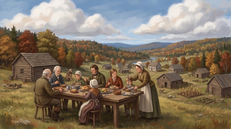 Illustration of I would like images that depict authentic Early Towns and First Families in Aroostook County Maine. I want each image to depict a different scene based on Early Towns and First Families in the season I have selected. The images need to ...