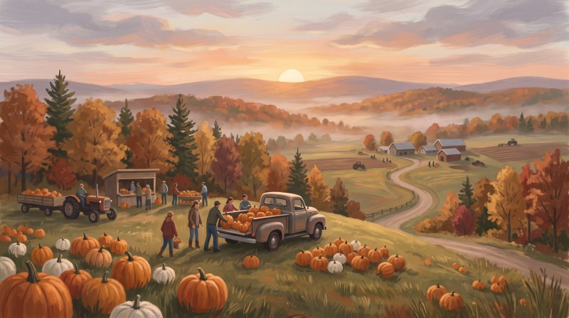 Illustration of I would like images that depict authentic Festivals and Traditions in Aroostook County Maine. I want each image to depict a different scene based on Festivals and Traditions in the season I have selected. The images need to depict moder...