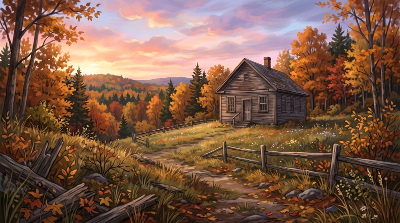 Illustration of I would like images that depict authentic Forts, Blockhouses and Historic Sites in Aroostook County Maine. I want each image to depict a different scene based on Forts, Blockhouses and Historic Sites in the season I have selected. The i...